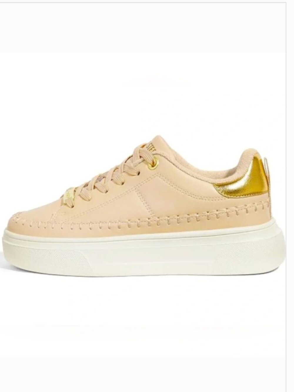 NWT LUCKY STEP Women's Platform Chunky Cream & Gold Sparkly Retro Sneakers 8.5